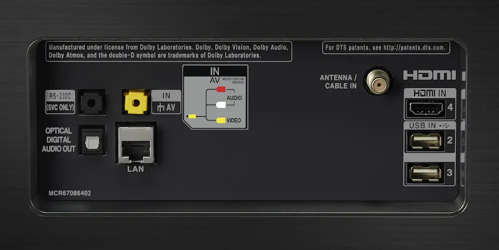 LG E8 OLED connections