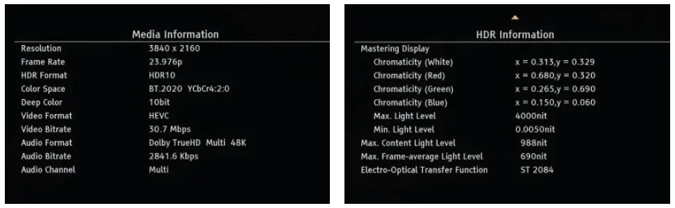 Pioneer UDP-LX500 display information