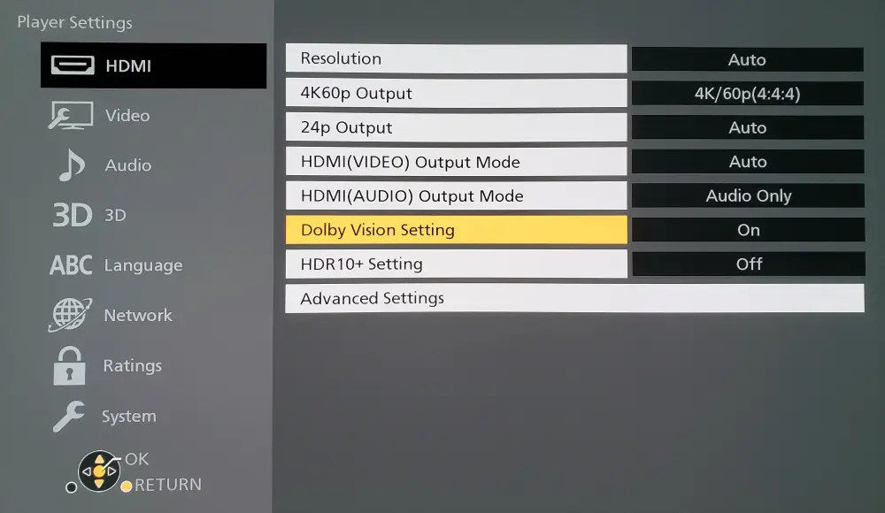 Panasonic DP-UB820 settings